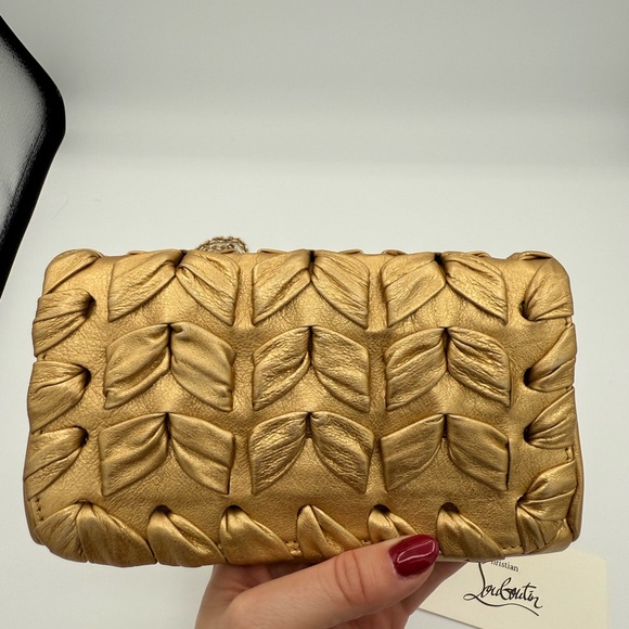 Christian Louboutin Kenya Metallic Gold Clutch - Picture 2 of 7